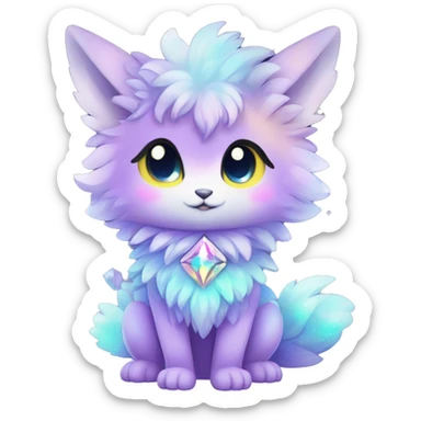 Shiny Sparkly Colorful Fluffy beautiful fantasy Kawaii Ethereal Anthro Sona Nebula-Crystal-Fakemon-animal Full Body sticker