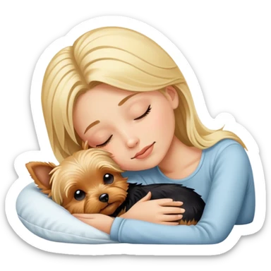 blonde girl sleeping with yorkie sticker