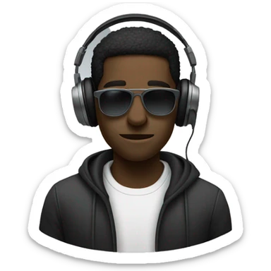 black dude with shades coved in smoke with headphones on  sticker