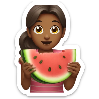 A girl who is eating watermelon sticker