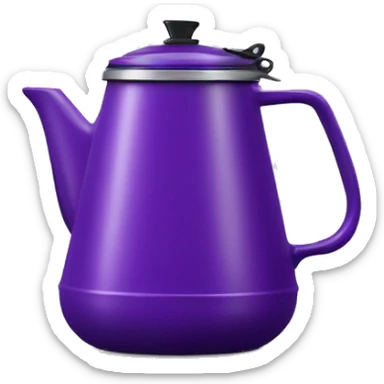 Realistic purple camping coffee pot isolated. sticker