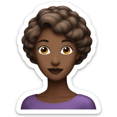 Beautiful woman with foggy purple gradient on her head turning to black and brown sticker