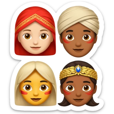 Emoji symbolizing three different cultures of Russia (for example, Russian, Tatars, Bashkirs) sticker