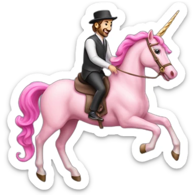 2 jews riding pink unicorn sticker