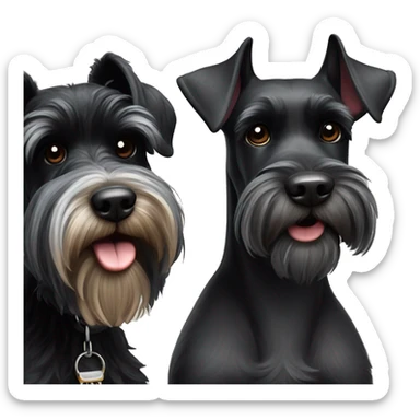 Black miniature schnauzer next to a black gient schnauzer  sticker