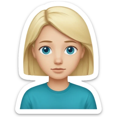 Change emoji of  blonde blue eyed  with Teal shirt (not the purple one) dont change other features sticker