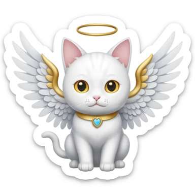 white cat with wings sticker