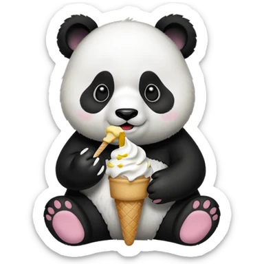 Panda eating ice cream sticker