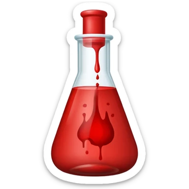 A lab science bottle but filled with blood sticker
