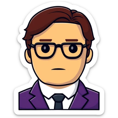 Helmut Zemo with brown hair and glasses, villain from Marvel's Captain America Civil War, serious expression sticker