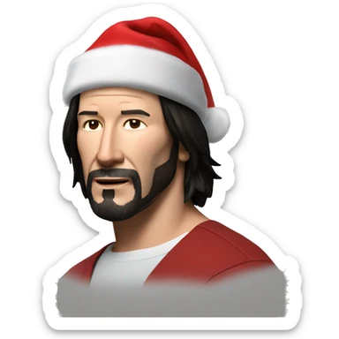 Keanu Reeves with santa hat sticker