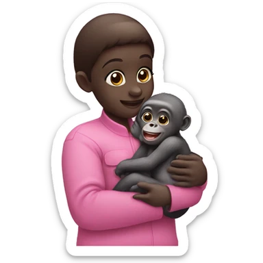 pink patting with a baby gorilla sticker