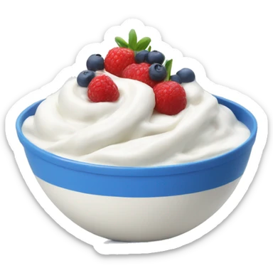 Yoghurt with fruit in a blue bowl sticker