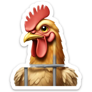 A chicken in jail sticker
