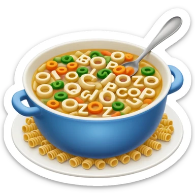 soup with letters inside spelling SEO sticker