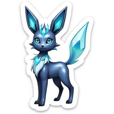 Shiny Edgy Badass Dark Gothic Glittery Ethereal Sparkly Glaceon-Amaura-Aurorus-Fakémon-hybrid-creature (full body)  sticker