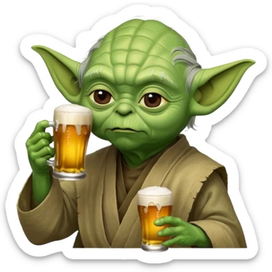 Maître yoda buvant une bière sticker