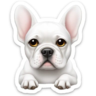 White Frenchie with angel wings sticker