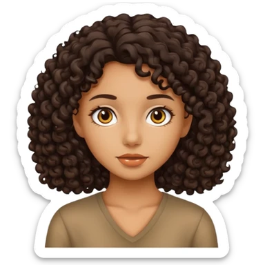 A girl with tan skin with dark curly hair sticker