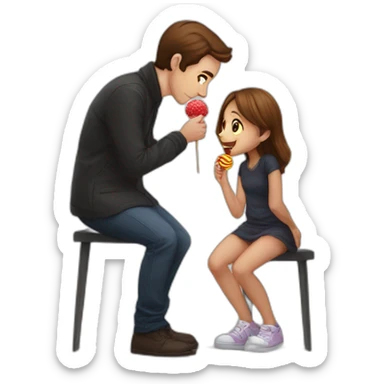 Request ➝  Draw me : girl on her two knees eating a lollipop side view man sticker