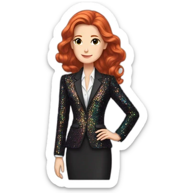 Audrey fleurot smooth long hair with multicolored sequined suit sticker