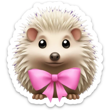 hedgehog with a pink bow sticker