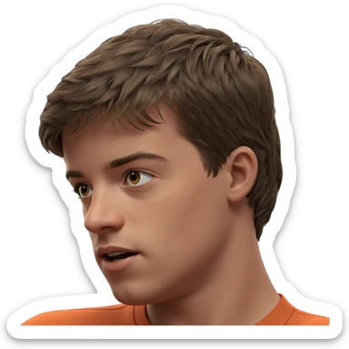 brown haired boy indoors portrait sticker