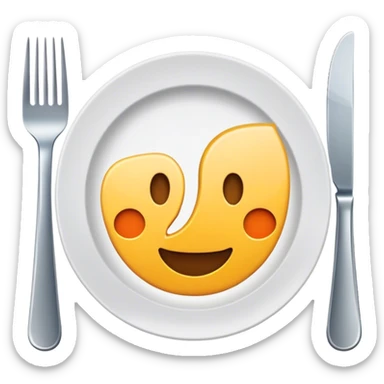 plate with a fork and a knife sticker