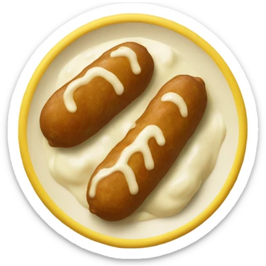 Eating yellow sausage with yellow meatballs and whitesauce  sticker