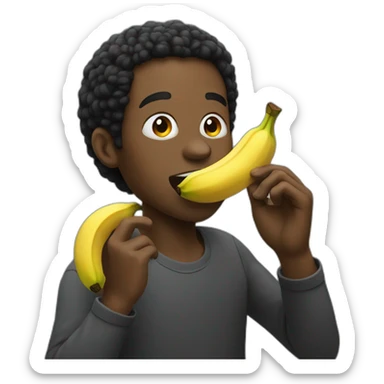 Black guy eating banana sticker