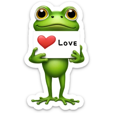 Frog holding sign saying I love you sticker