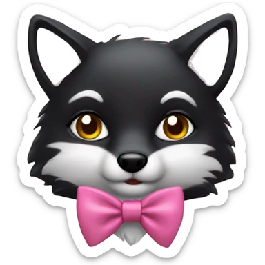 black fox with pink bow tie sticker