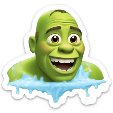 Shrek taking a shower sticker