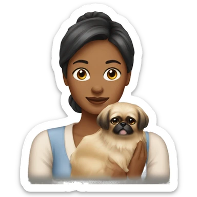 Women with Pekingese sticker