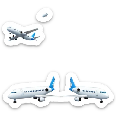 A 3D cartoon airport terminal building with glass windows and airplanes nearby, clean lighting, Memoji-style rendering. sticker