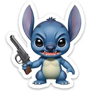 Lilo and stitch with a gun angry sticker