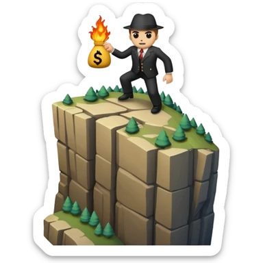 a mafiosi informant bound up and held over a cliff sticker