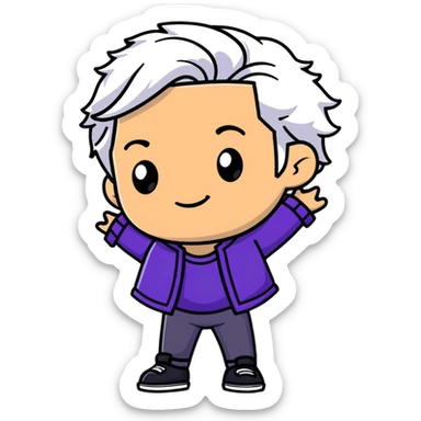 Carlos from Descendants, son of Cruella de Vil, white and black hair, freckles sticker