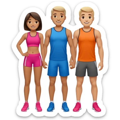 full-length happy couple in sportswear sticker