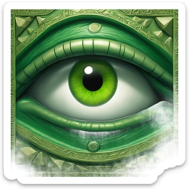 scary eye in perfect money green pyramid sticker