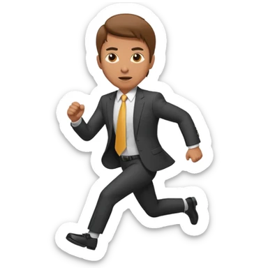 businessman picking running, face direct to camera sticker