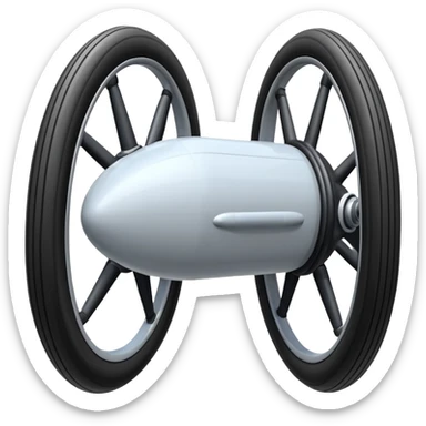 he aircraft's landing gear is one inflated, plump wheel with a strut, black in color, cartoon-style sticker