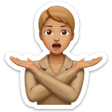 Woman holding her neck, crossing arms, screaming ￼ sticker