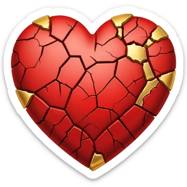 Make a red heart with cracks in it. Make the cracks filled with gold sticker