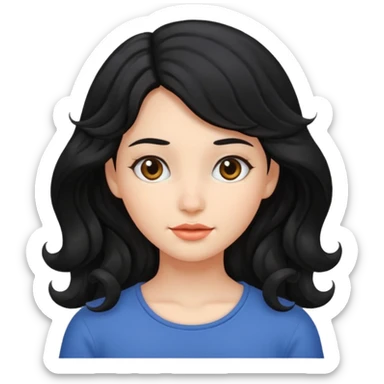 A girl with a little bit of wavy hair and black hair sticker