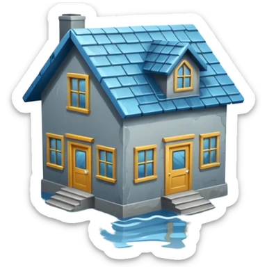 House with flooding around it sticker
