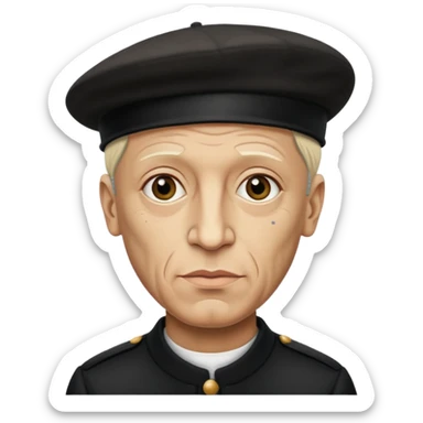 Pablo Picasso wear black berret hat sticker