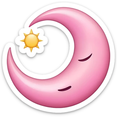 Pink crescent moon sticker