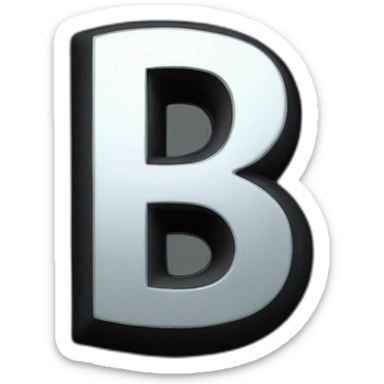 chome letter B, 3d effect, black background sticker