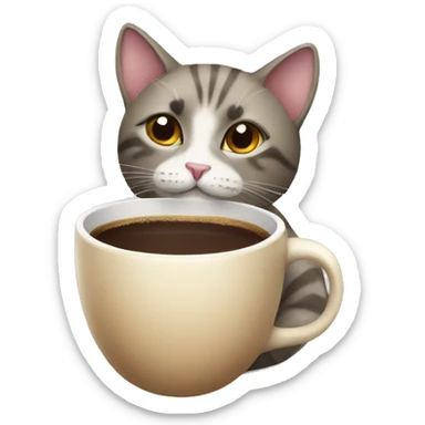 cat with coffee sticker